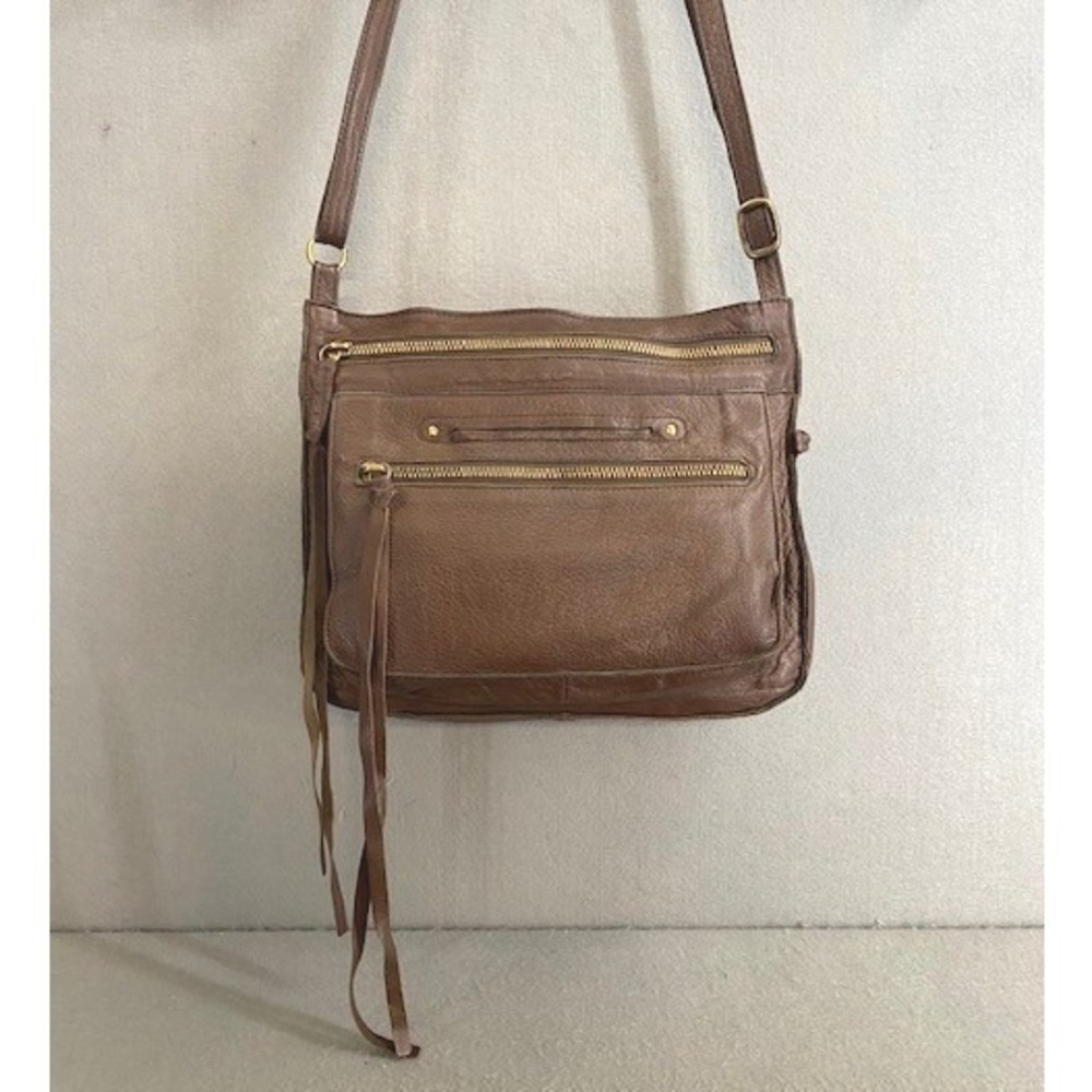 Embrazio Brown Leather "Media Lightweight" Crossbody Bag Boho EUC